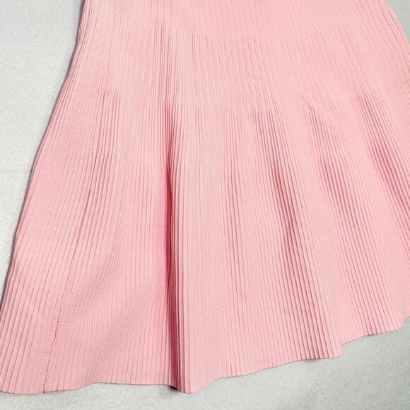 KERISMA Ribbed Flare Midi Skirt Baby Pink M - Picture 4 of 7